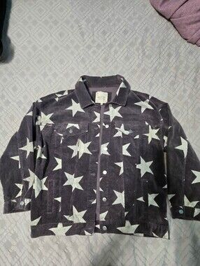 Altar'd State Dusty Lavender Corduroy Jacket with White Star Print
